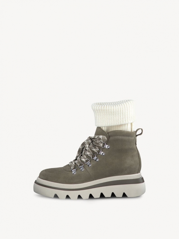 Tamaris Lederstiefelette - Grün Warmfutter