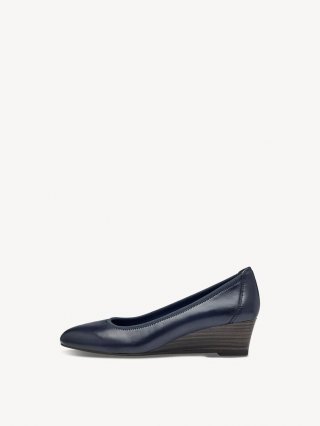 Tamaris Lederkeilpumps - Blau