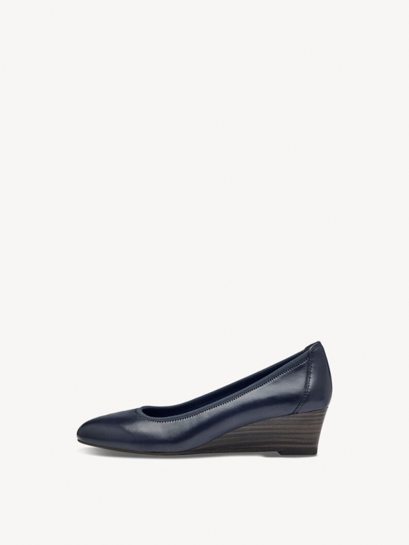 Tamaris Lederkeilpumps - Blau