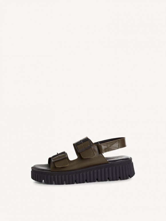 Tamaris Ledersandalette - Grün