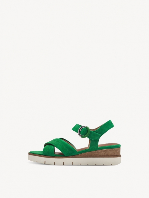 Tamaris Ledersandalette - Grün