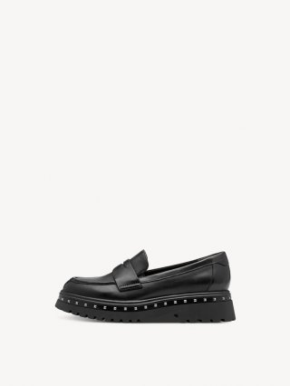 Tamaris Lederslipper - Schwarz