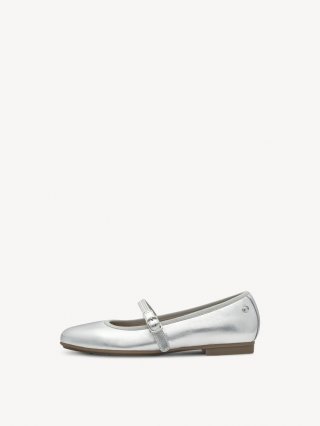 Tamaris Lederballerina - Silber