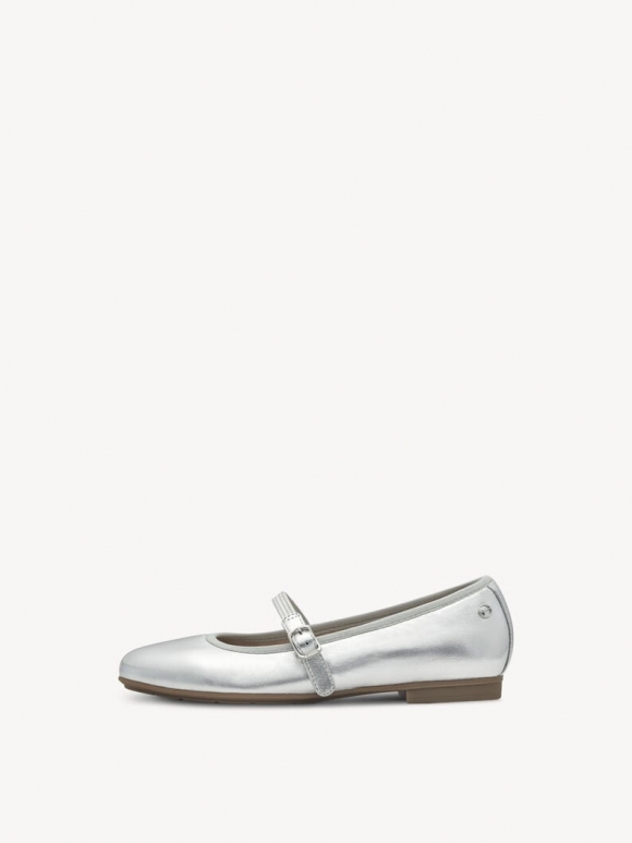 Tamaris Lederballerina - Silber