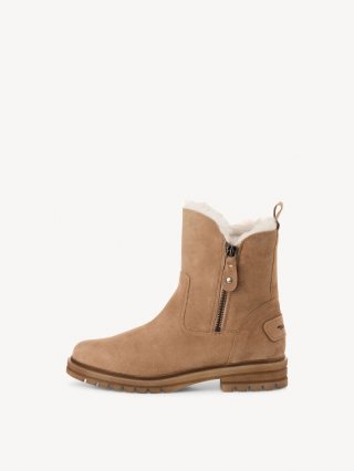 Tamaris Lederstiefelette - Beige Warmfutter