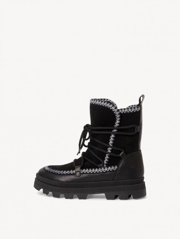Tamaris Lederstiefelette - Schwarz Warmfutter