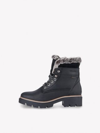 Tamaris Lederstiefelette - Schwarz Warmfutter