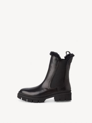 Tamaris Lederstiefelette - Schwarz Warmfutter