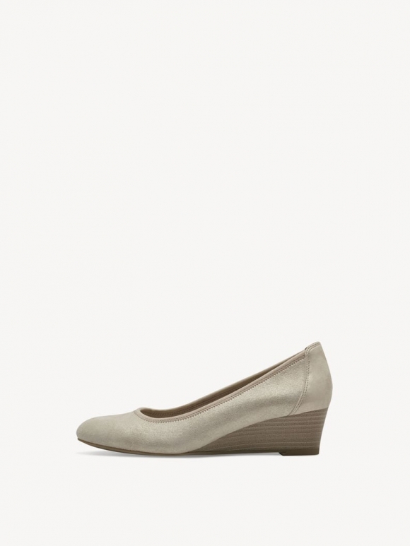 Tamaris Lederkeilpumps - Beige Tamaris Lederkeilpumps - Beige