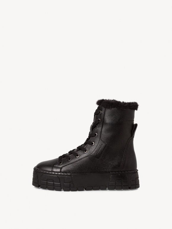 Tamaris Lederstiefelette - Schwarz Warmfutter
