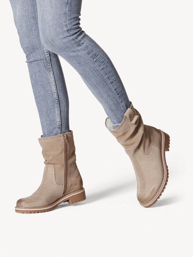 Tamaris Lederstiefelette - Beige Warmfutter