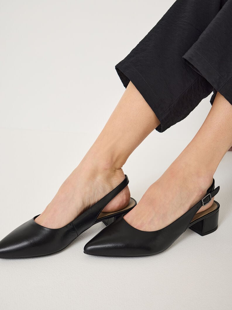 Tamaris Lederslingpumps - Schwarz