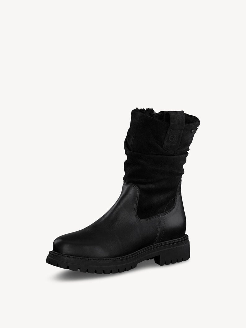 Tamaris Lederstiefelette - Schwarz Warmfutter