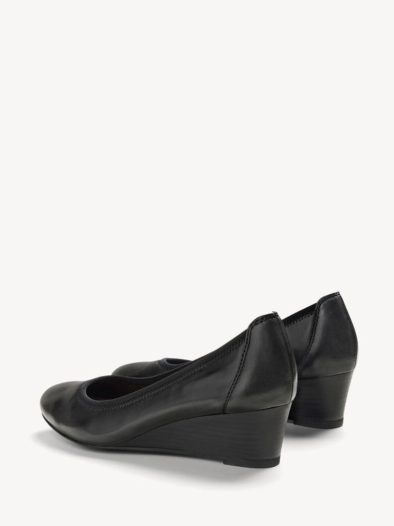 Tamaris Lederkeilpumps - Schwarz