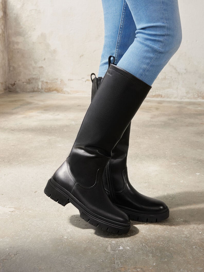 Tamaris Lederstiefel - Schwarz